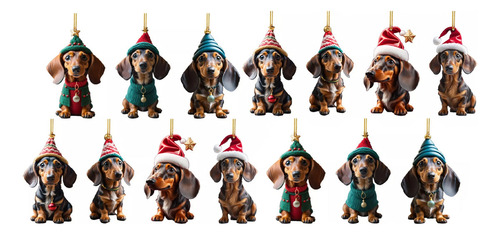 Wv Colgante De Perro Salchicha De 14 Piezas Con Decoración