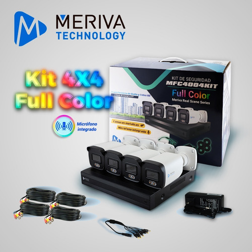 Kit Meriva Full Color 4 Cámaras Bullet 2mp Dvr 4 Canales