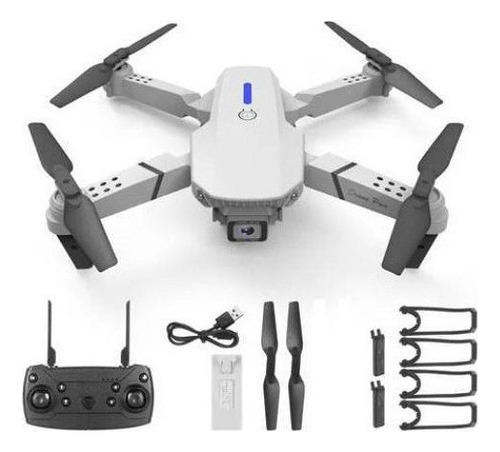Mini Drone 4k Hd Gran Angular Cámara Wifi Fpv Barata+2 Murc Color Blanco