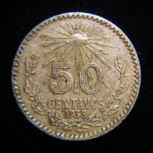 Moneda 50 Centavos 1935  Resplandor Ley .420 Fecha Clave