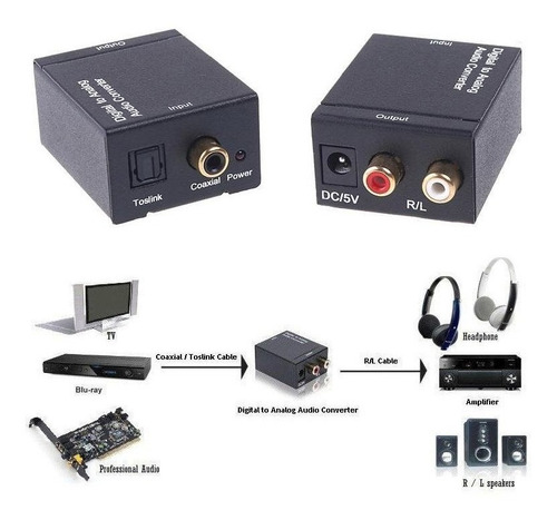 Conversor Audio Digital Optico Toslink A Jack Rca Analogico