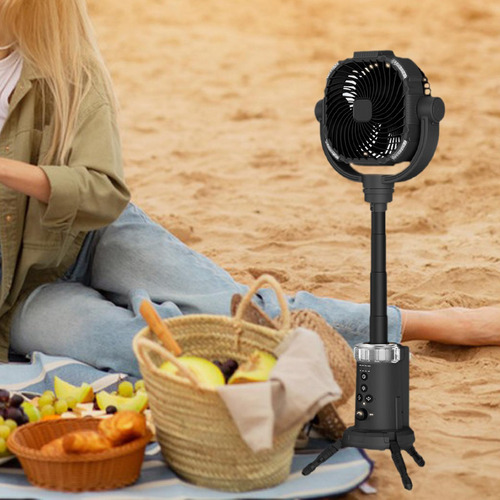 Ventilador De Camping, Ventilador De Suelo Recargable Negro