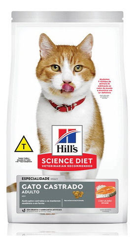 Ração Hill's Science Diet P/ Gato Adulto Castrado Salmão 6kg