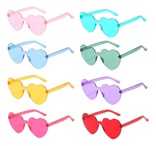 8 Pares De Bonitas Gafas De Sol Con Forma De Corazón Sin Mon