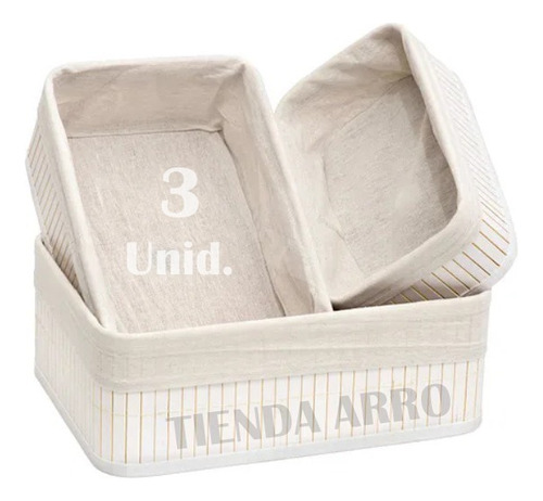 Set 3 Cestos Canastos Bambu  Organizador Decoración Premium