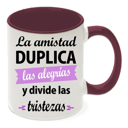 Taza Interno Y Asa De Color Regalo Dia Del Amigo Amiga