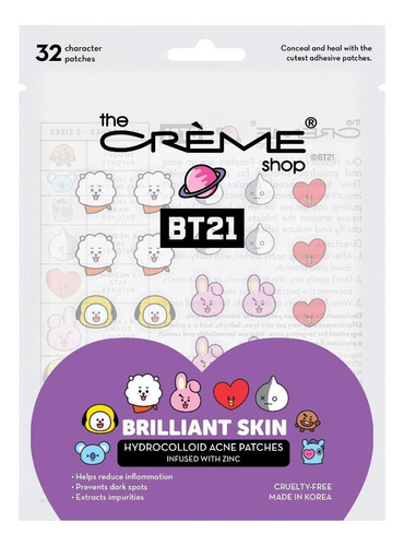 Parches Hidrocoloides Para Acné Bt21 Bts Coreano 32pz Tipo De Piel Todo Tipo De Piel