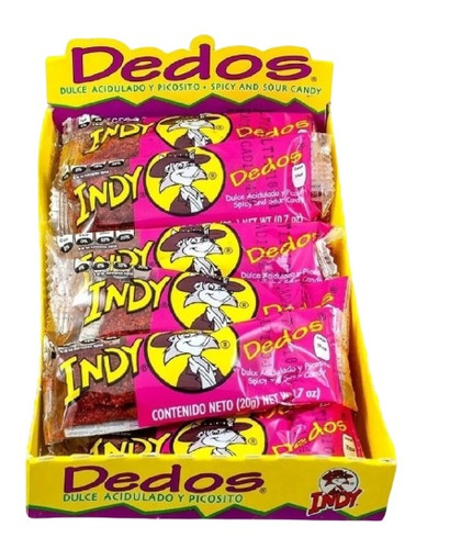 Dedos Indy Dulce Acidito Y Picosito 12pz Tamarindo Enchilado