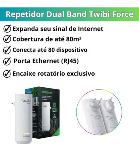 Extensor Wi-fi In Mesh Twibi Force Plug Tomada Intelbras