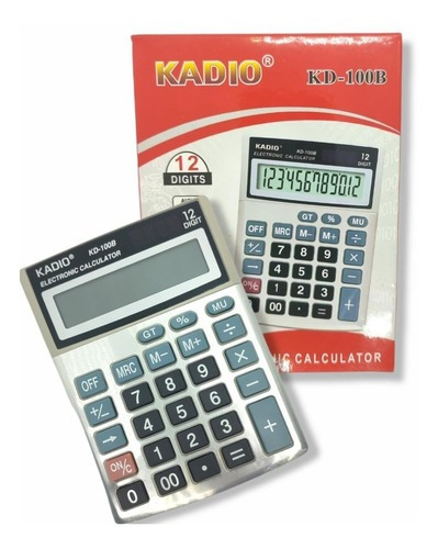 Calculadora De Escritorio Kadio Kd-100b 12 Digitos + Pila Color Plateado
