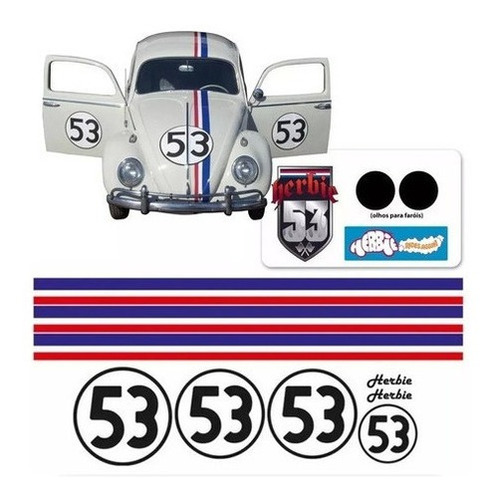Kit Faixas Adesivas Fusca Herbie 53 New Beatle I