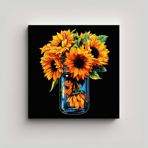 Cuadro Pop Art Girasoles En Jarra - Decocuadros 40x40cm