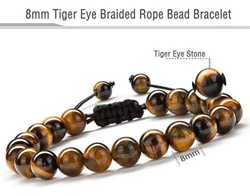 Hamoery Hombres Mujeres 8mm Ojo Piedra Cuentas Pulsera Cuerd