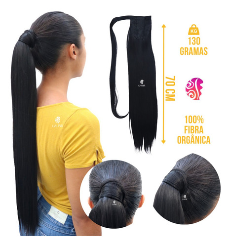 Rabo De Cavalo Longo Com Velcro Semelhante Ao Humano Cor Castanho Escuro Cor 2