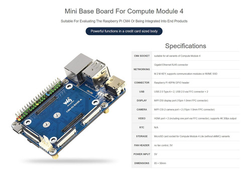 Tabla Base Mini Para Raspberry Pi Compute Module 4