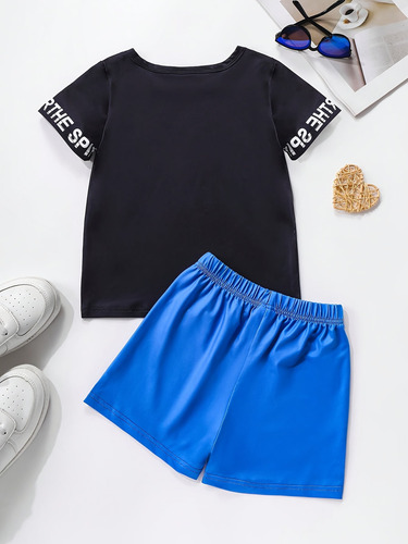 Conjunto De Camiseta Y Pantalones Cortos De Verano Con Estam