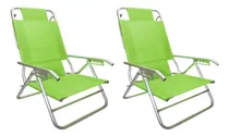 Comprar Set De 2 Reposeras Silla Aluminio Descansar 5 Pos. Coversol Color Verde Manzana