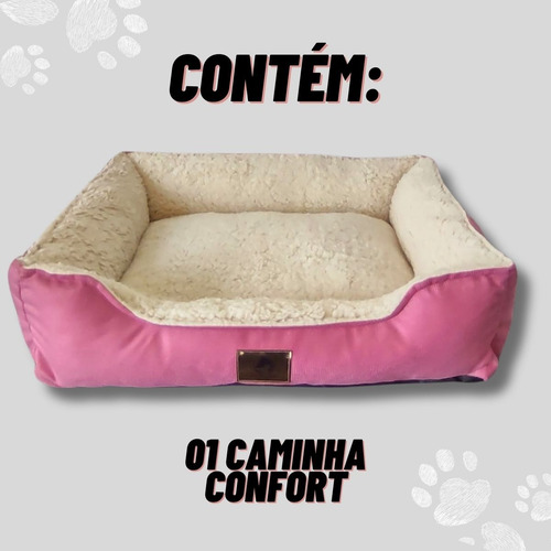 Cama De Pelúcia Fofinha Para Pets Grande 60 X 50 X 16 Cm Cor Rosa Desenho Lisa