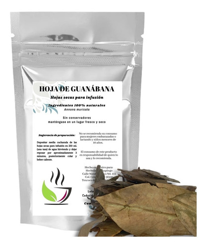 Té De Hoja De Guanábana Hojas Deshidratadas Bolsa De 25g