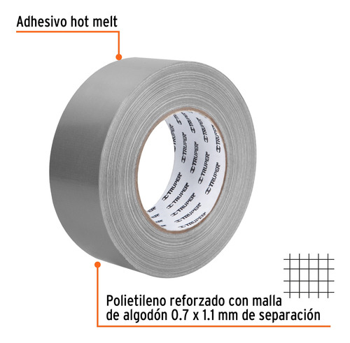 12588 Cinta Gris Para Ducto 48 Mm X 50 Mt 1 Pza. Truper