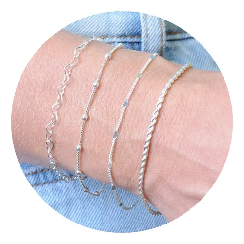 comprar Kit Pulseiras Feminina Banhada A Prata 925 Mix 04 Pulseiras 