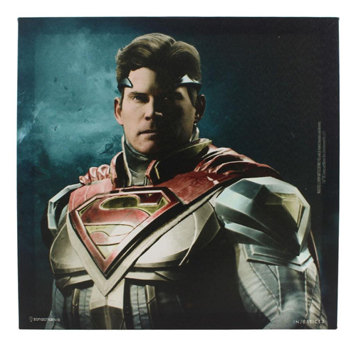 Quadro Injustice Superman Madeira Estampa Tecido 40x40cm Dc