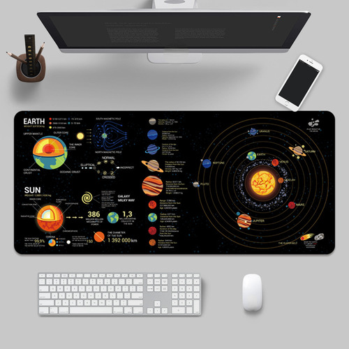 Space Planet Gaming Mouse Pad Deskpad Teclado De Goma Grande