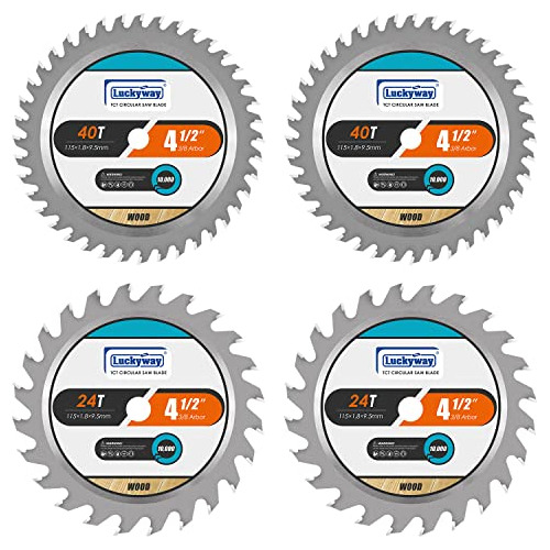Juego De 4 Hojas De Sierra Circular Tct De 4-1/2 Pulgad...