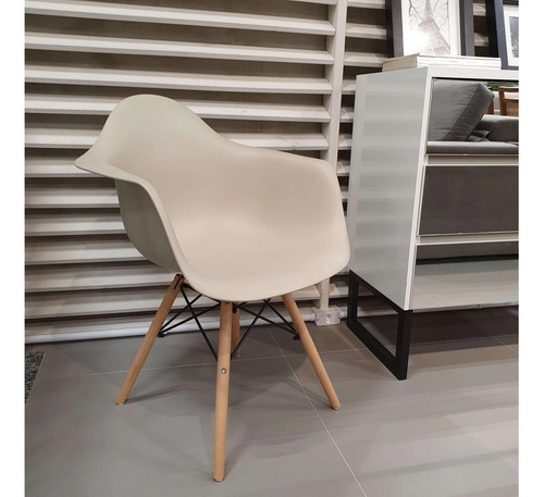 Kit 4 Cadeiras Charles Eames Wood Com Braços Cores Estrutura Da Cadeira Nude