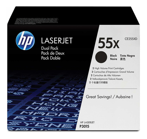 Toner Original Hp 55x Ce255xd 2 Black Alta Capacidad