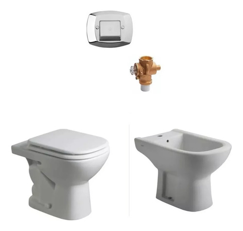 Combo Ferrum Bari Inodoro Tapa Bidet + Tecla Y Valvula Fv