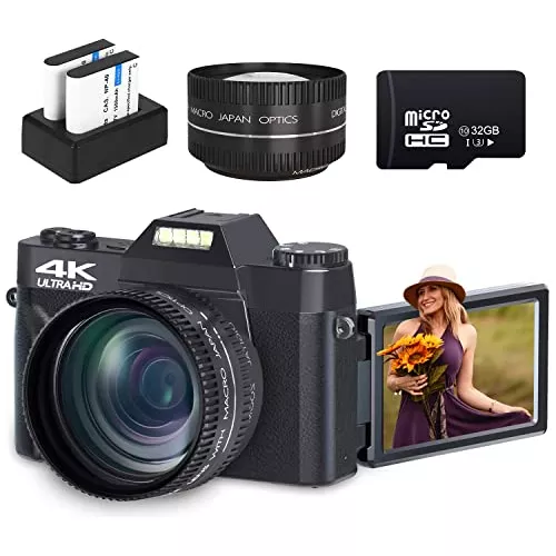 Cámaras digitales para fotoggrafía 4K 48MP Vlogging Cámara para  con  luz de relleno incorporada, zoom digital 16X, enfoque manual, lente gran