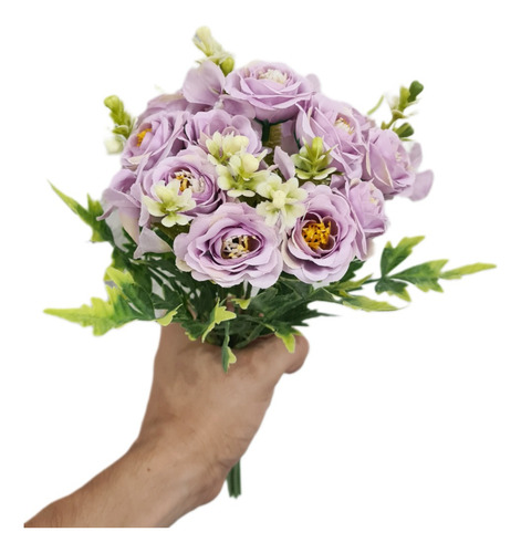 Lote 4 Ramos Con 14 Mini Rosas Bouquet Flores Mayoreo