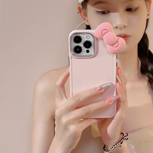 Bonita Funda De Silicona For Teléfono Con Lazo 3d