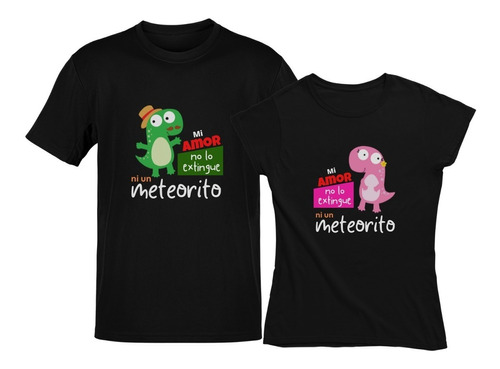 Playeras De Parejas Dinosaurios Novios Cariñosos