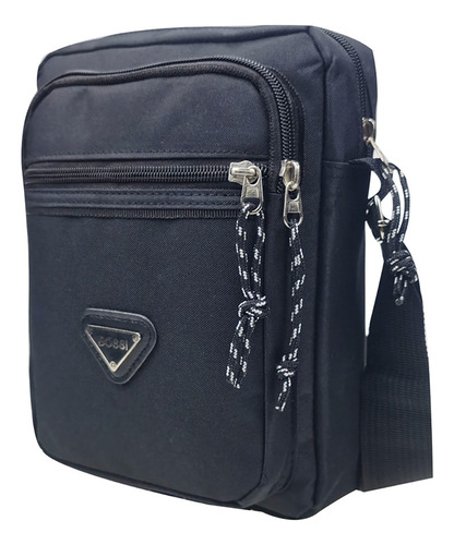 Morral Para Hombre Tipo Bandolera Gris Negro Azul Bossi Acabado De Los Herrajes Níquel Diseño De La Tela Liso