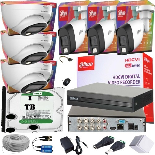 Kit Dahua Cctv 2 Mpx Dvr 8 Ch 6 Cámaras Full Color