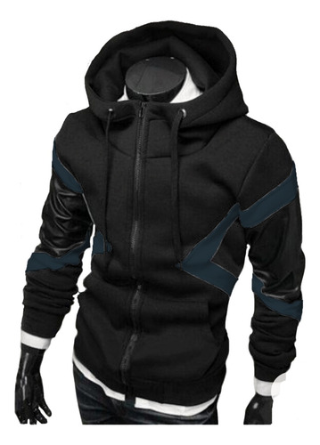 Imagen 1 de 8 de Campera Moda Cierre Cruzado Hoodie Slim Fit Canguro A10
