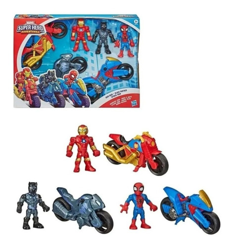 Set 3 Figuras De Acción Spiderman Iron Man Black Panther.