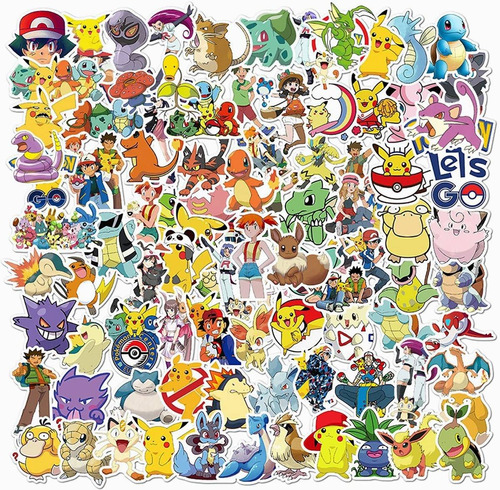 100 Pokemon Stickers Impermeables Pegatinas Pvc Calcomanías