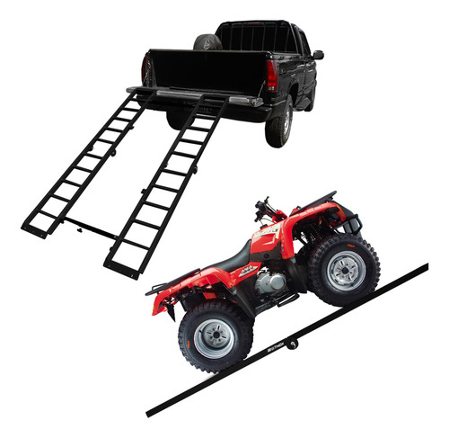 Imagem 1 de 5 de Rampa De Quadriciclo Pick Up Universal 400 Kg Aço Preto