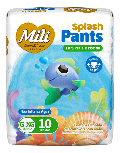 Fralda Mili Splash Praia E Piscina - G/xg - Com 10 Fraldas Gênero Sem Gênero