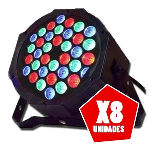 Imagen 2 de 7 de Pack X 8 Luz Proton Par 36 Led Alta Rgb Audioritmico Dmx