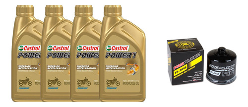 Kit 4l Castrol Power 1 Full Sint 10w50 + Filtro Profilter