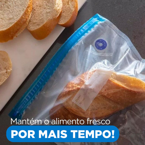 Saco A Vácuo Alimentos Cozinha Tamanho P 5 Unidades Ziplock