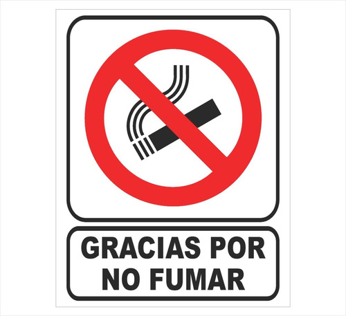 Cartel Linea Gracias Por No Fumar 22x28 Cm