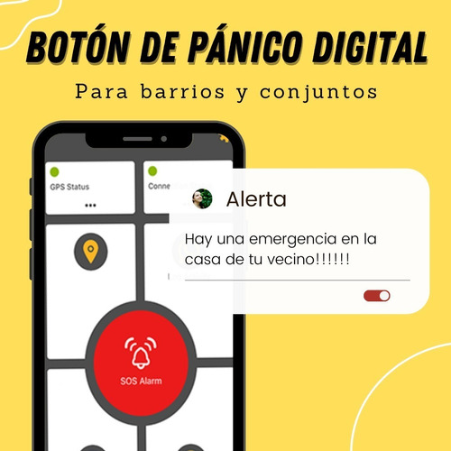 Imagen 1 de 4 de Alarma Comunitaria Boton De Panico App Celular Software 