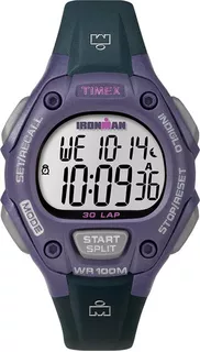 Reloj Mujer Timex Ironman 34 Mm Wr 100 M Tw5m160009j Color De La Correa Gris Color Del Bisel Morado Color Del Fondo Gris