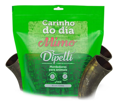 Kit Petiscos Naturais Dipetti Mimo Com 3 Chifres De Boi