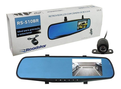 Retrovisor Roadstar Tela 4.3 Pol Com Câmera Ré E Frontal